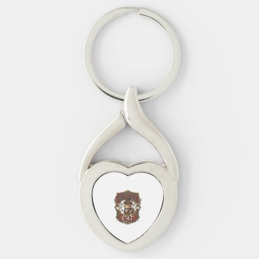 Stoomstijl Kat Kat Stoomstijl Vintage Sleutelhanger (Voorkant)