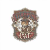 Stoomstijl Kat Kat Stoomstijl Vintage Sticker (Voorkant)