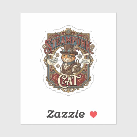 Stoomstijl Kat Kat Stoomstijl Vintage Sticker (Vel)