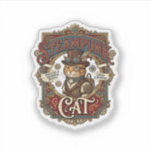 Stoomstijl Kat Kat Stoomstijl Vintage Sticker (Voorkant)