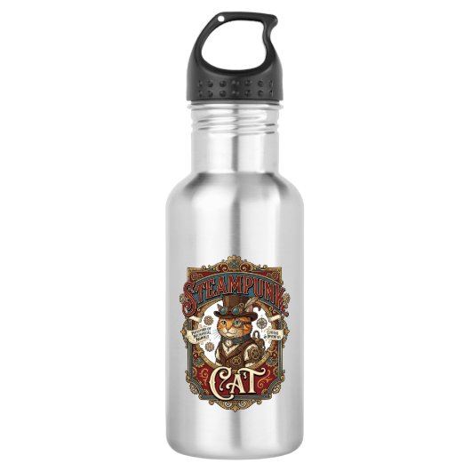 Stoomstijl Kat Kat Stoomstijl Vintage Waterfles (Voorkant)