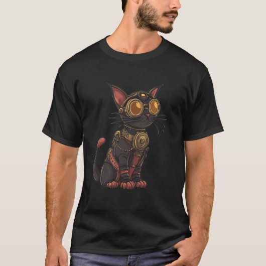 Stoomstijl kat kunst t-shirt (Voorkant)