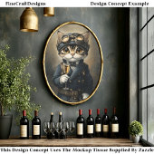 Stoomstijl Kat Met Champagne AG8O Découpage Tissuepapier