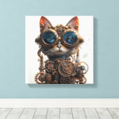 Stoomstijl Kat Uitvinder Canvas Afdruk (Insitu (Houten vloer))