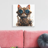 Stoomstijl Kat Uitvinder Canvas Afdruk (Insitu (Woonkamer))