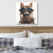 Stoomstijl Kat Uitvinder Canvas Afdruk (Insitu (Slaapkamer))