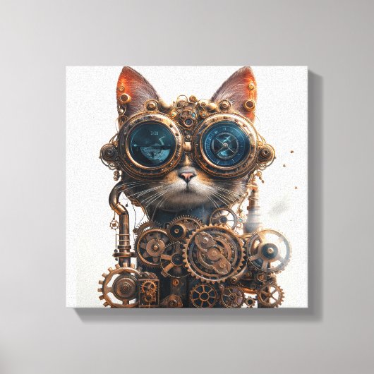 Stoomstijl Kat Uitvinder Canvas Afdruk (Voorkant)