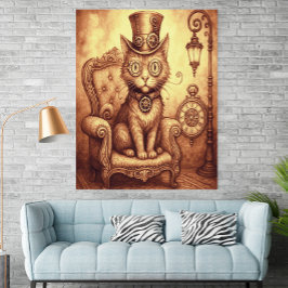 Stoomstijl Kat Victoriaanse Klokwerk Fantasie Vint Poster
