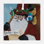 Stoomstijl Kerstman Victoriaanse Kerst Fantasie Ku Glas Ornament (Achterkant)