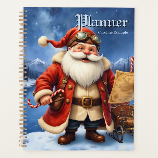 Stoomstijl Kerstman – Vintage Kerstavontuur Planner (Voorkant)