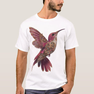 Stoomstijl Kolibrie — Magenta & Koperen Klokwerk  T-shirt
