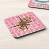 Stoomstijl kompas ster harde plastic onderzetters (Linkerzijde)