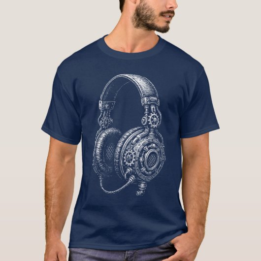 Stoomstijl Koptelefoon Schets T-shirt (Voorkant)