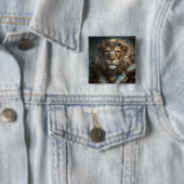 Stoomstijl Leeuw Vierkante Button 5,1 Cm (In situ)
