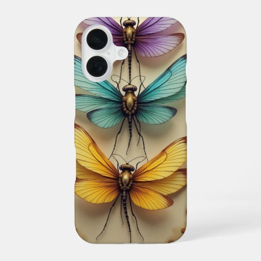 Stoomstijl Libellen iPhone 16 Hoesje (Achterkant)
