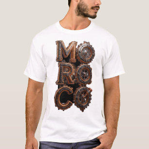 Stoomstijl Marokko Industrieel Tandwiel Typografie T-shirt