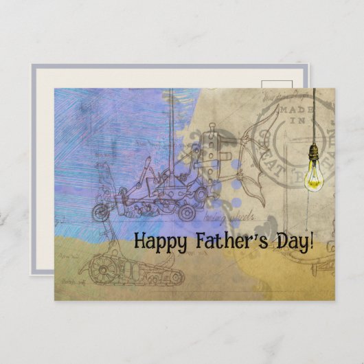 Stoomstijl mechanische Edison gloeilamp architect Briefkaart (Voorkant / Achterkant)