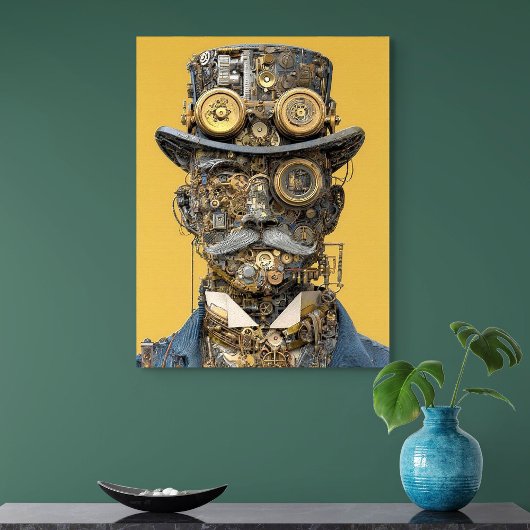 Stoomstijl Mechanische Heer Canvas Afdruk