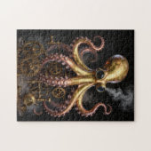 Stoomstijl mechanische octopus op tandwielen kunst legpuzzel (Horizontaal)