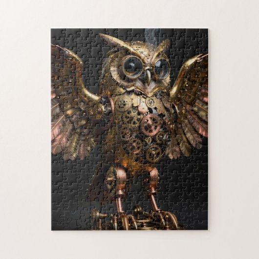 Stoomstijl Mechanische Uil met Uitgespreide Vleuge Legpuzzel (Verticaal)