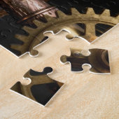 Stoomstijl mechanische uil op klokwerk tak kunst legpuzzel (Zijkant)