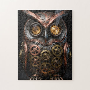 Stoomstijl Mechanische Uil Portret Legpuzzel