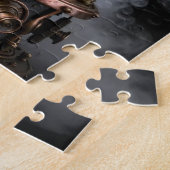 Stoomstijl mechanische wolf op tandwielen legpuzze legpuzzel (Zijkant)