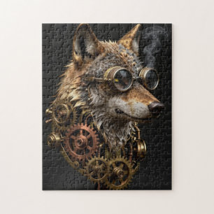 Stoomstijl Mechanische Wolf Portret Legpuzzel