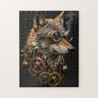 Stoomstijl Mechanische Wolf Portret Legpuzzel