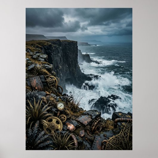 Stoomstijl Oceaan Klinker Ruïnes Poster (Voorkant)
