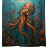 Stoomstijl Octopus Douchegordijn (Voorkant)