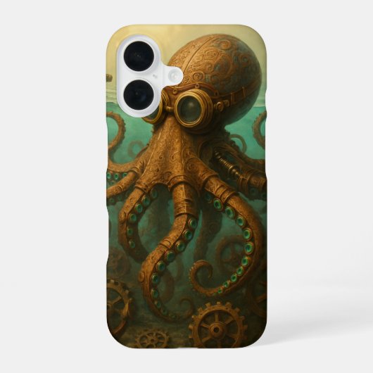 Stoomstijl Octopus iPhone 16 Hoesje (Achterkant)