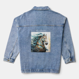 Stoomstijl Paard Tandwielen Staal Koper Messing Denim Jacket