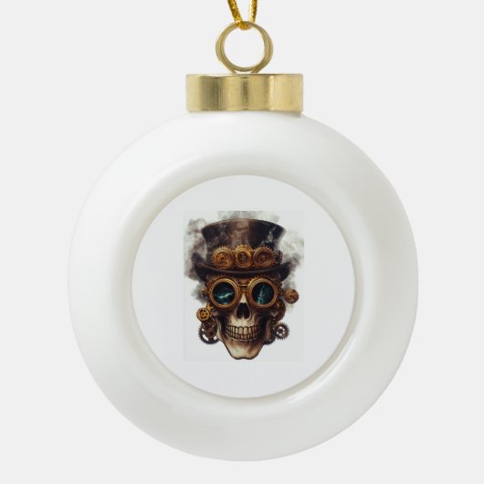 Stoomstijl Schedel Motor Keramische Bal Ornament (Voorkant)
