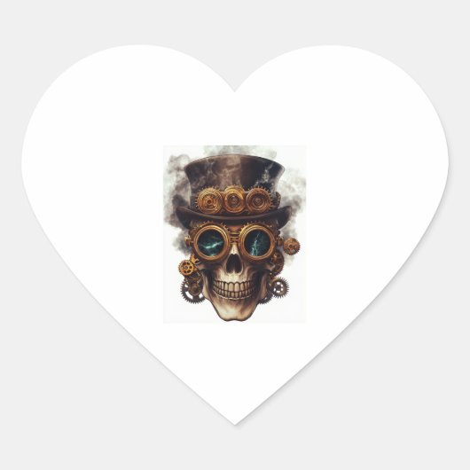 Stoomstijl Schedelmotor Hart Sticker (Voorkant)