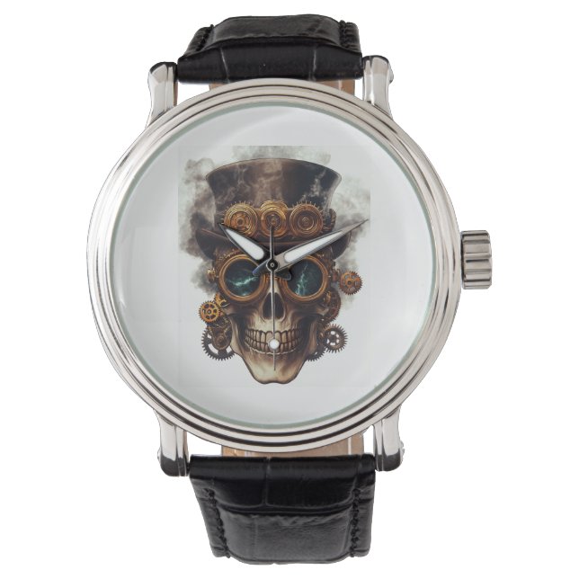 Stoomstijl Schedelmotor Horloge (Voorkant)
