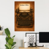 Stoomstijl Schrijfmachine Retro Antiek Victoriaans Poster (Thuiskantoor)