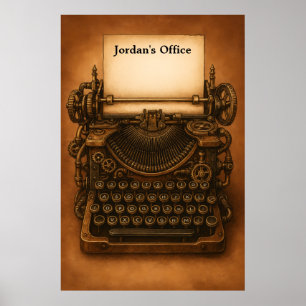 Stoomstijl Schrijfmachine Retro Antiek Victoriaans Poster