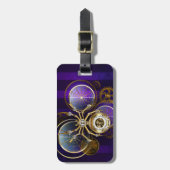 Stoomstijl Spin op Paarse Achtergrond Bagagelabel (Voorkant verticaal)
