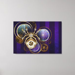 Stoomstijl Spin op Paarse Achtergrond Canvas Afdruk