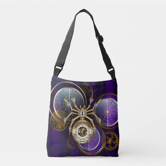 Stoomstijl Spin op Paarse Achtergrond Crossbody Tas (Voorkant)