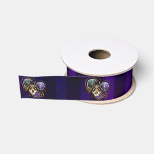 Stoomstijl Spin op Paarse Achtergrond Grosgrain Lint