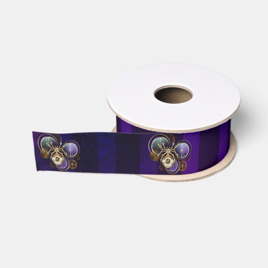 Stoomstijl Spin op Paarse Achtergrond Grosgrain Lint (Spoel)