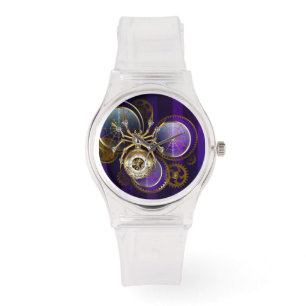 Stoomstijl Spin op Paarse Achtergrond Horloge