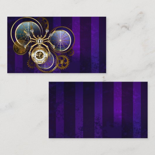 Stoomstijl Spin op Paarse Achtergrond Kortingskaartje (Voorkant / Achterkant)