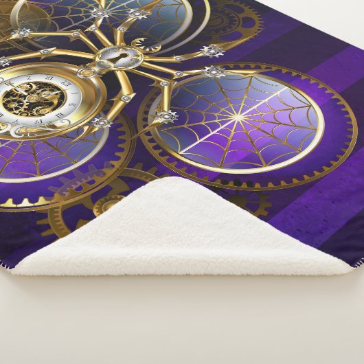 Stoomstijl Spin op Paarse Achtergrond Sherpa Deken (3/4)