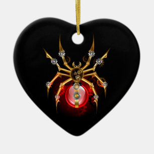 Stoomstijl spin op zwart keramisch ornament