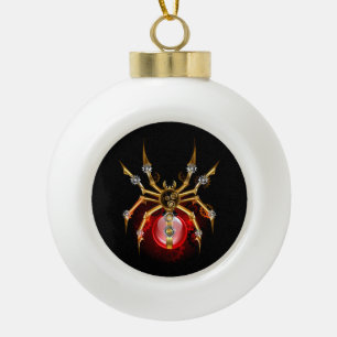 Stoomstijl spin op zwart keramische bal ornament