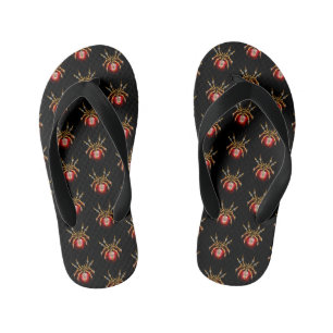 Stoomstijl spin op zwart kinder teenslippers