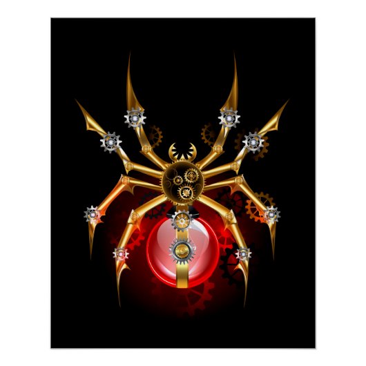 Stoomstijl spin op zwart perfect poster (Voorkant)